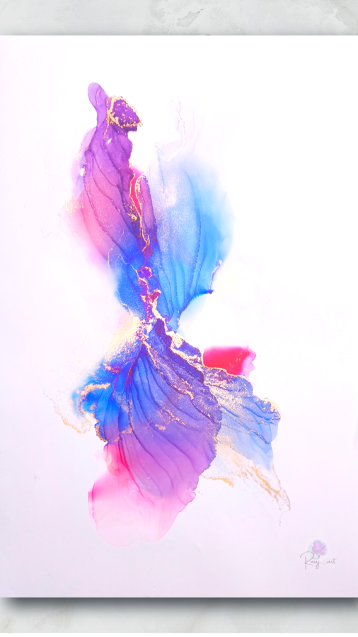 アルコールインクアートで描かれた、心の自由さを表現したカラフルな抽象画 / Colorful abstract alcohol ink art expressing the freedom of the heart.